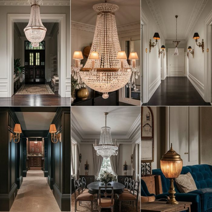 old money home decor with elegant lighting