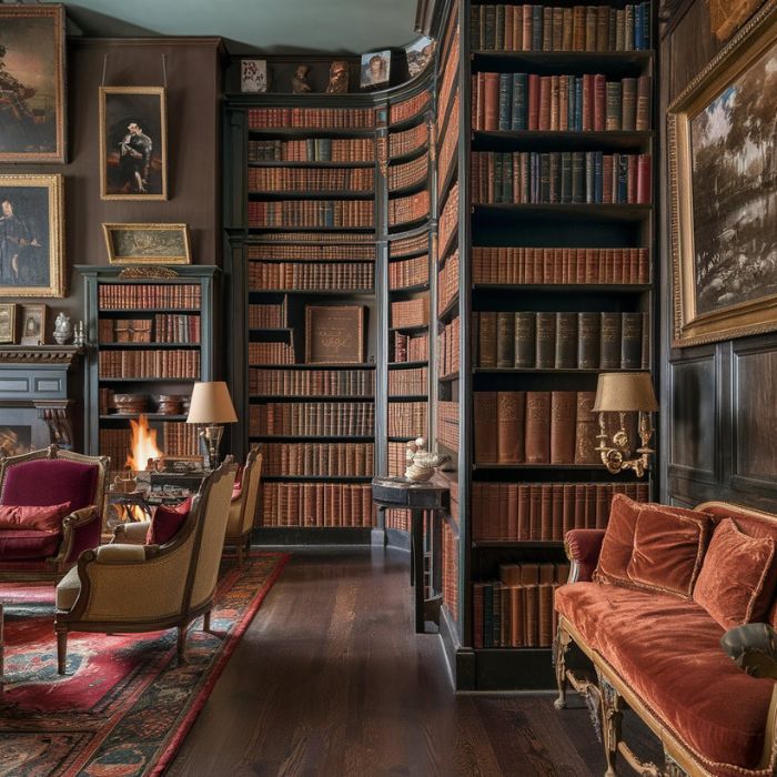 old money home decor with books