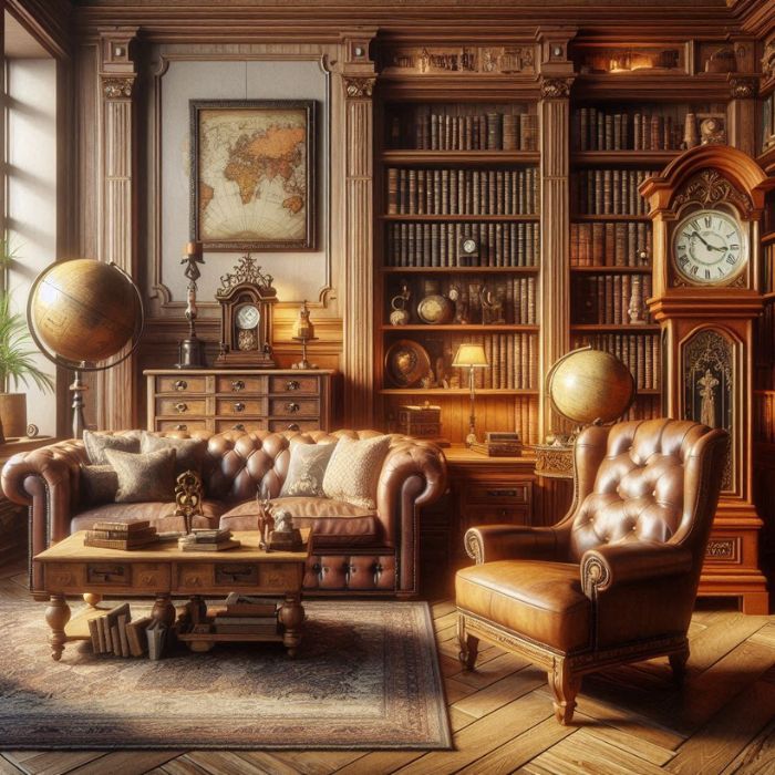 old money home decor with books