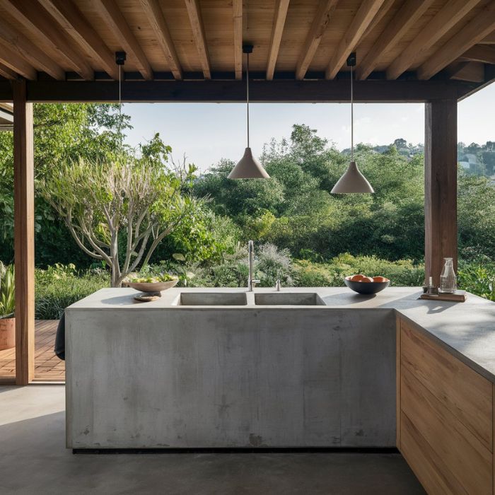 Concrete Outdoor Kitchen Sink