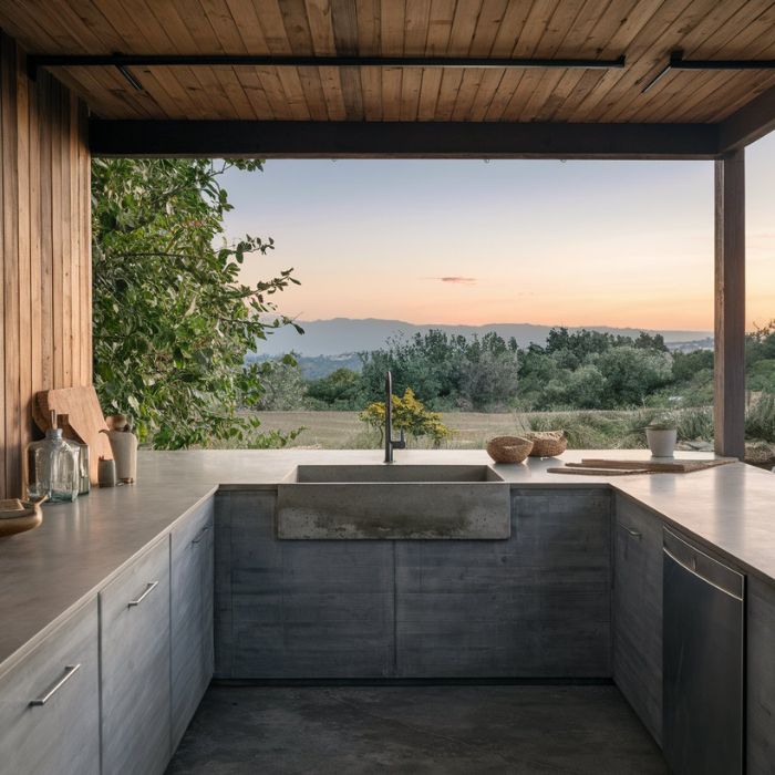 Concrete Outdoor Kitchen Sink