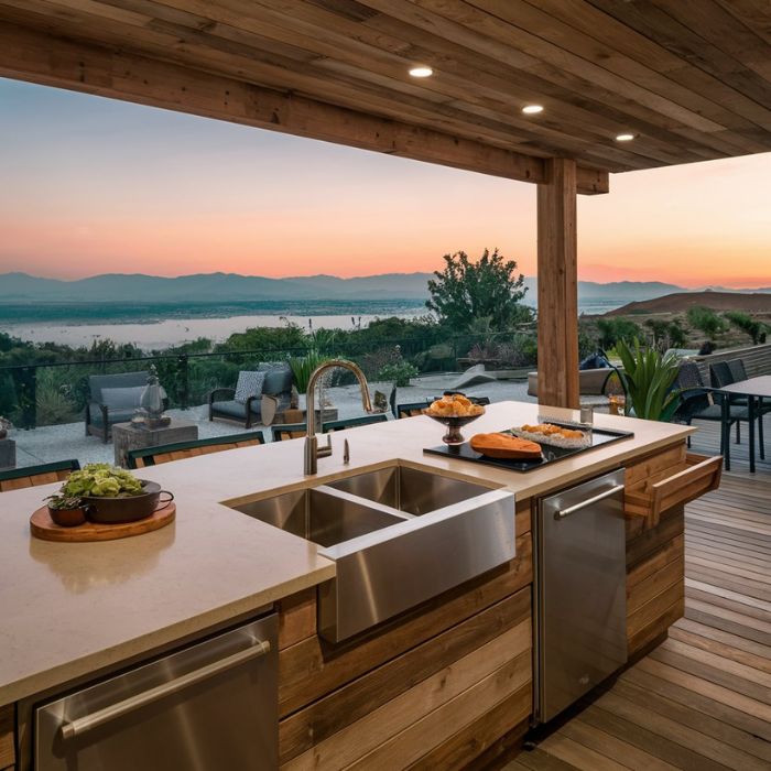 Outdoor Kitchen Sink with Countertops