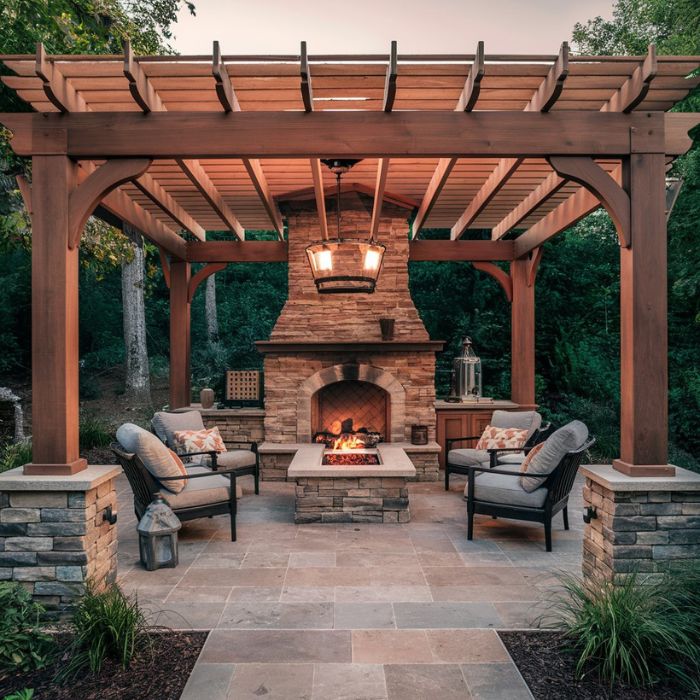 Pergola with Fireplace: Year-Round Comfort