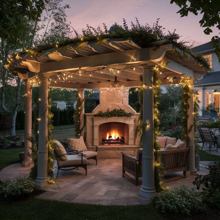 Pergola with Fireplace: Year-Round Comfort