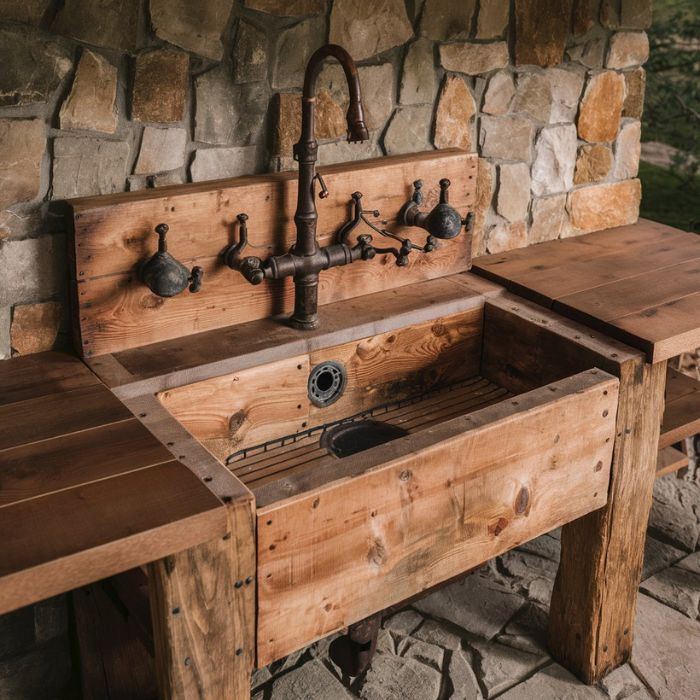 Rustic Outdoor Kitchen Sink