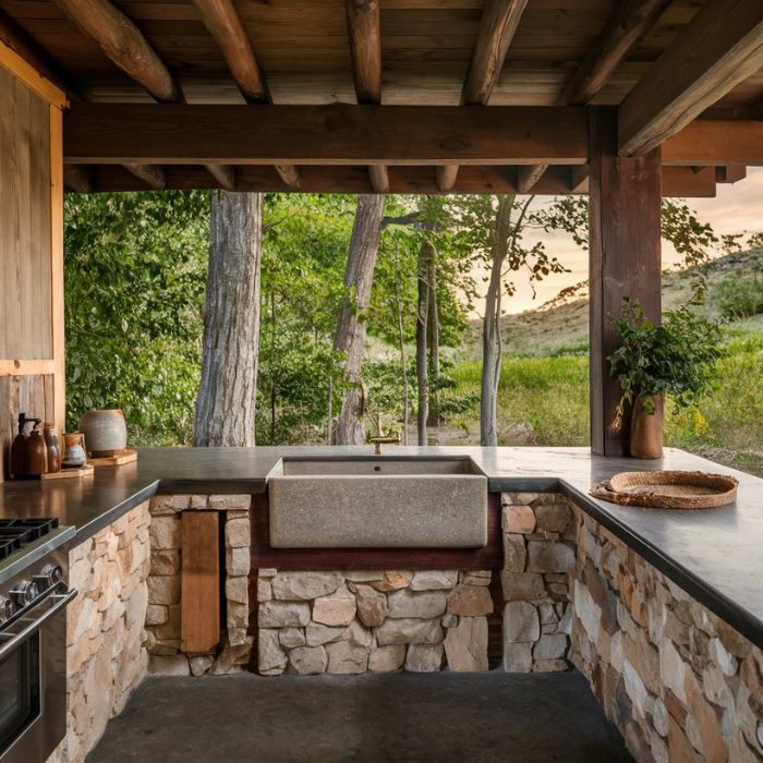 Rustic Style Outdoor Kitchen Sink