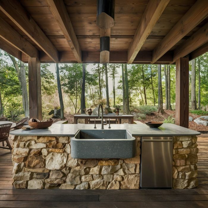 Rustic Style Outdoor Kitchen Sink