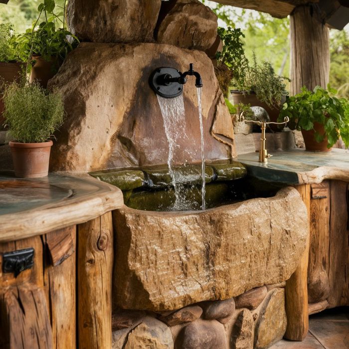 Rustic Style Outdoor Kitchen Sink